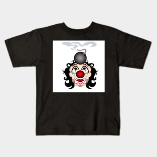 Sad clown with the lit bomb on his head. Kids T-Shirt